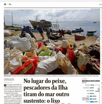 Pesca de lixo no mar é destaque em jornal O Globo